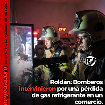 Bomberos Voluntarios de Roldán intervinieron por una pérdida de gas refrigerante en un comercio